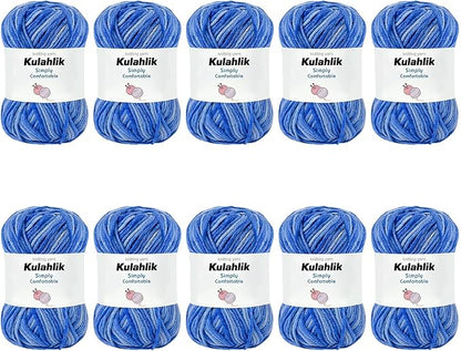 500g(10x50g) Acrylic Yarn for Crocheting and Knitting, Colorful Gradient Yarn Thread, 10 Rolls Skeins, Multicolor Hilo Acrílico, Perfect for DIY Crafts Project