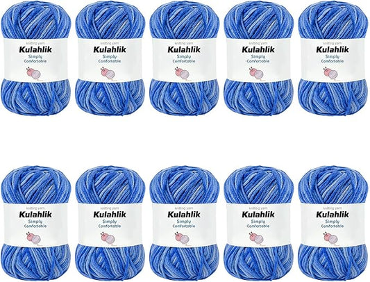 500g(10x50g) Acrylic Yarn for Crocheting and Knitting, Colorful Gradient Yarn Thread, 10 Rolls Skeins, Multicolor Hilo Acrílico, Perfect for DIY Crafts Project