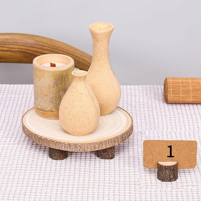 Natural Round Wood Slices 10 Pack 8-9 inches Unfinished Wood kit Circles DIY Crafts Wood Ornament Discs with 10 PCS Cards and 10 PCS Wood Table Number Card Holders for Wedding Centerpiece