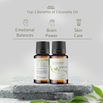 Nature Packaged Citronella Essential Oil - Direct from Central Java, Indonesia - Pure Essential Oil for Diffusers and Aromatherapy | 100% Pure Therapeutic Grade (22LBS)