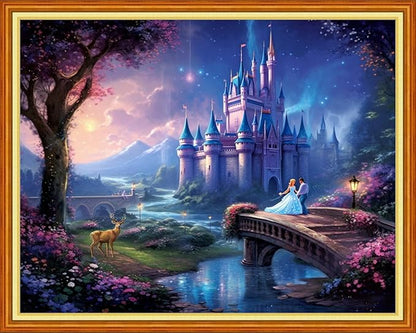 Findvoor Stamped Cross Stitch Kits for Beginner Embroidery Kits for Beginners Adults DIY 11CT Cross Stitch Patterns Needlepoint Kits Crossstitching Kits-Fairy Tale Castle 16x20 inch