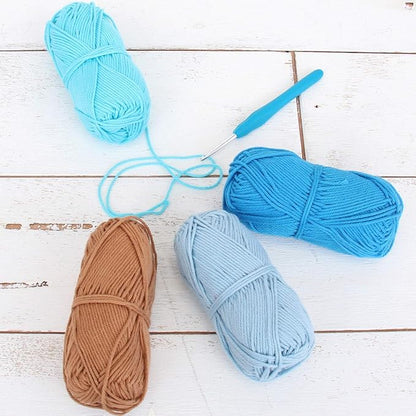 Threadart Crochet 100% Pure Cotton Yarn Set | Beach Vibe Colors | Pack of 4 Skeins Each 50 Grams | Worsted Medium #4 Yarn | 85 yds per Skein