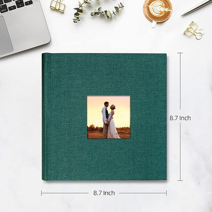 Mublalbum Photo Album 4x6 200 Photos Linen Cover with Memo Areas Photobook Pictures Book for Wedding Family Baby and Vacation (Dark Green)