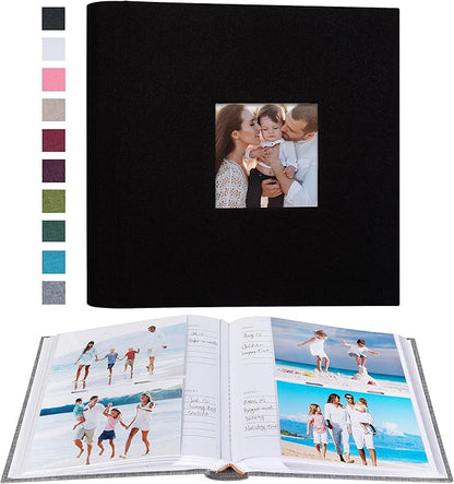 Mublalbum Photo Album 4x6 200 Photos Linen Cover with Memo Areas Photobook Pictures Book for Wedding Family Baby and Vacation (Black)