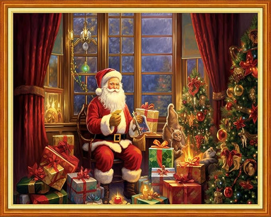 Dimxvean Stamped Cross Stitch Kits,Cross Stitch Kits for Adults Beginners,Embroidery Kits Full Range of Cross Stitch Stamped Kits Needlepoint Kits Cross Stitch Patterns-Santa Claus 16x20 inch, Small