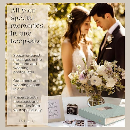 Premium Scrapbook Album with Window and Writing Space – 100 Pages holds 500 Photos of Different Sizes – Wedding, Baby, Travel & Family Memories – 13" x 11.6" - Powder Blue