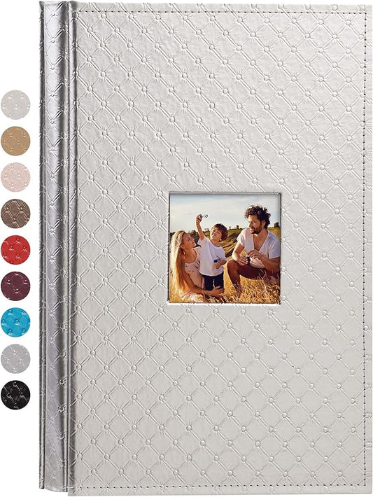 Mublalbum Small Photo Album 4x6 300 Photos Leather Cover Picture Book with Horizontal Pockets for Baby Wedding Anniversary and Family (Gray)