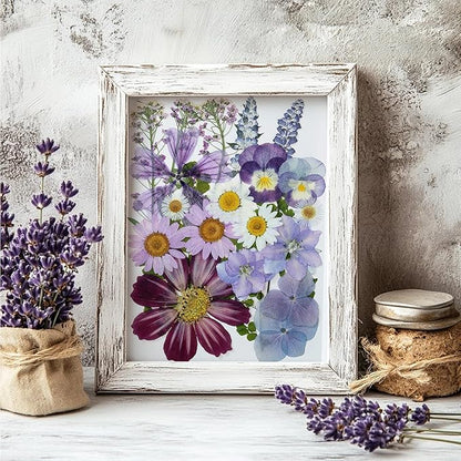 85Pcs Pressed Flowers for Crafts, Pink Purple Dried Flowers for Crafts Real Natural Dried Pressed Flowers Dry Leaves Bulk for Resin, DIY Art, Scrapbook, Jewelry, Card, Candle & Soap Making w/ Tweezer