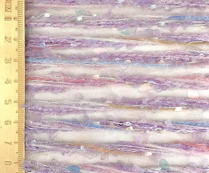 Artisanal Yarn Collection Multifiber Fancy Yarn with Sequins & Iridescent Shimmering Threads for Knitting Crocheting Crafts DIY, Set of 3 Rolls (Lilac)