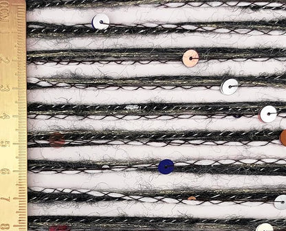 Artisanal Yarn Collection Multifiber Fancy Yarn with Colorful Sequins for Knitting Crocheting Crafts DIY, Set of 3 Rolls (Charcoal with Sequins)