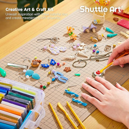 Shuttle Art Polymer Clay Kit, 60 Colors Oven Bake Clay for Kids, 19 Sculpting Tools, 16 Accessories, Non-Sticky, Non-Toxic DIY Crafts for Kids Adults