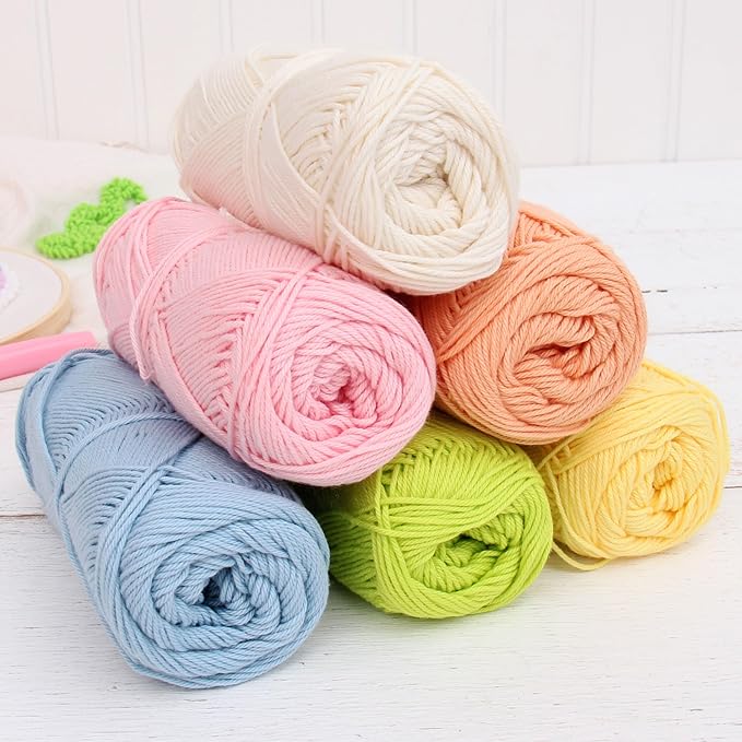 Threadart Crochet 100% Pure Cotton Size 2 Yarn Set | Beach Vibe Colors | Pack of 4 Skeins Each 50 Grams | Fine Yarn | 165 yds per Skein