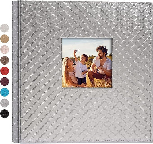 Mublalbum Leather Photo Album 4x6 1000 Photos Large Capacity Picture Book with Horizontal and Vertical Pockets for Baby Wedding Anniversary and Family (Gray)