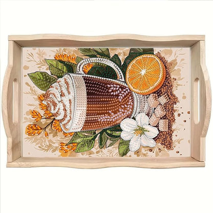 SHLUHA Diamond Art Kits for Adults Wooden Serving Trays with Handle Food Tray for Breakfast Home Decor Gift