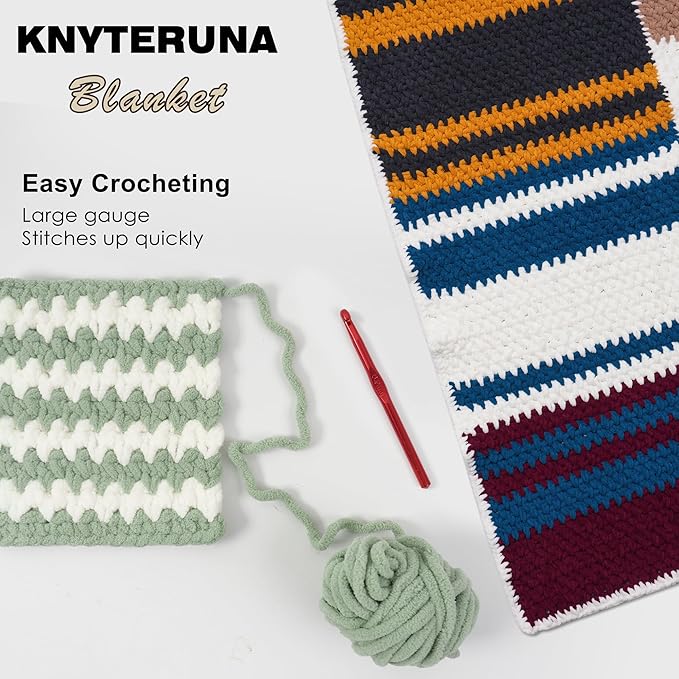 #6 Super Bulky Blanket Yarn for Crocheting - 4 Skeins(Each 10.5oz/300g, 220yds/201m), Chunky Chenille Thick Plush Big Soft Yarn for Crocheting Knitting Blankets, Sage Green