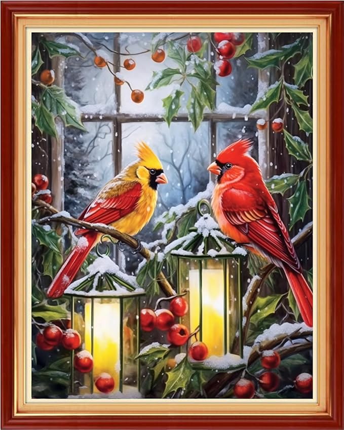 Redxing Stamped Cross Stitch Kits Embroidery kit for Beginners Adults Full Range of Embroidery Patterns Starter Kits DIY Printed Cross Stitch Kits Needlepoint Kits 11CT-Night Light Bird 16x20 inch
