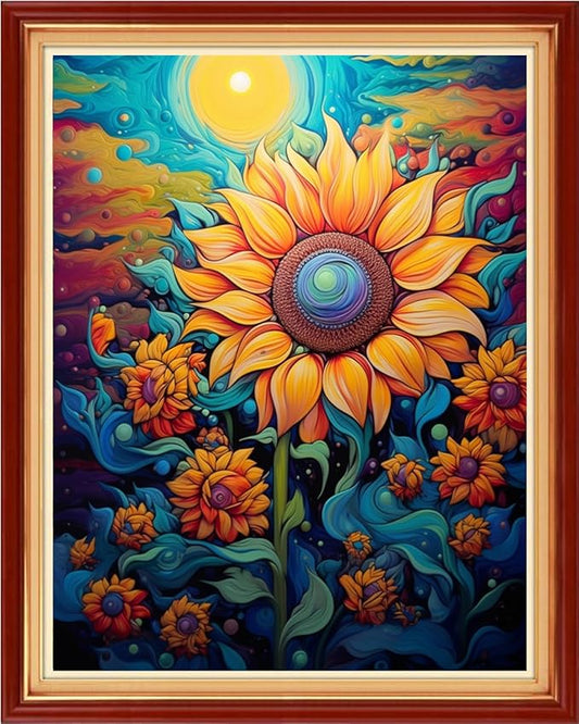 Redxing Stamped Cross Stitch Kits Embroidery kit for Beginners Adults Full Range of Embroidery Patterns Starter Kits DIY Printed Cross Stitch Kits Needlepoint Kits 11CT-Magic Sunflower 16x20 inch