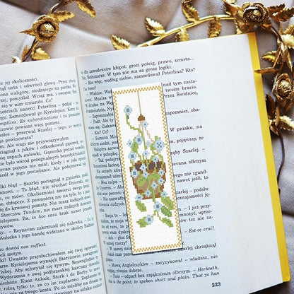 FREEBLOSS 6 Set Cross Stitch Bookmark Kit - Flowers Patterns, Stamped Embroidery Bookmark with Instruction, DIY Kit for Beginners, 8''x2.4''