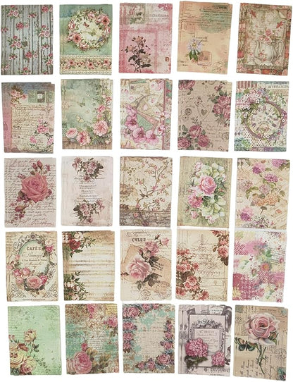 100 Pieces Vintage Scrapbook Supplies Ephemera Pack for Junk Journal Planners Scrapbooking Paper Stickers for Art Aesthetic Journaling Kit Collage Decoupage Album (Flower)