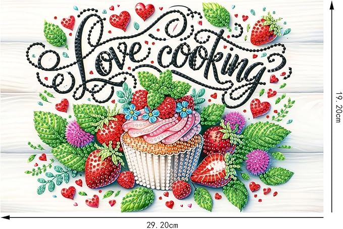 DoxQcs DIY Diamond Art Wooden Tray Kit Easter Food Tray with Handle Diamond Painted Table Decoration Tray for Breakfast Bar Dinner Table Diamond Art Painting for Beginners-Cupcake