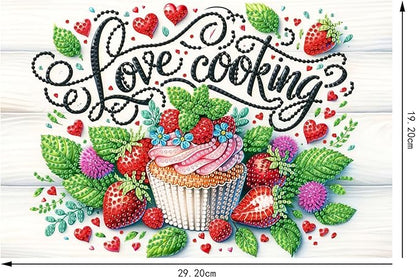 DoxQcs DIY Diamond Art Wooden Tray Kit Easter Food Tray with Handle Diamond Painted Table Decoration Tray for Breakfast Bar Dinner Table Diamond Art Painting for Beginners-Cupcake