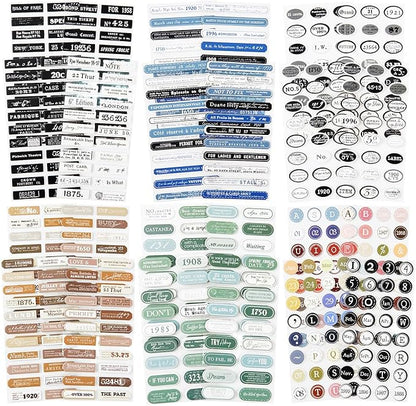 AuriicLeaf Label Sticker Set, 516PCS Cardstock Stickers for Scrapbooking, Journaling, DIY Crafts - Numbers, Letters, and Phrases