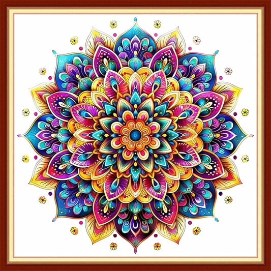Findvoor Stamped Cross Stitch Kits for Beginner Embroidery Kits for Beginners Adults DIY 11CT Cross Stitch Patterns Needlepoint Kits Crossstitching Kits-Magic Mandala 18x18 inch