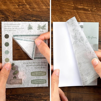 Dizdkizd Botanical Washi Stickers for Journaling, Ephemera Sticker Book for Junk Journal with 180pcs Plant Washi Stickers and 20 Adhesive Scrapbook Sticker Sheets, Vintage Scrapbooking Supplies