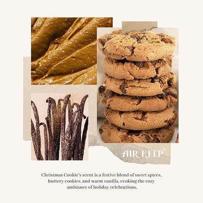 Airkeep Christmas Reed Diffuser Set - 3.38 fl oz (100 ml) Christmas Cookie Oil Diffuser with 8 Reed Sticks, Home Fragrance for Bathroom Shelf Decor