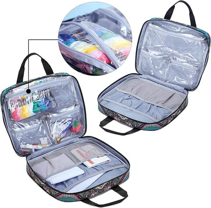 LoDrid Embroidery Kit, Embroidery Project Bag with Embroidery Kit, Portable Craft Carry Case with Starter Kit, Embroidery Supplies Storage Bag and Cross Stitch Kits for Beginners, Adults, Totem