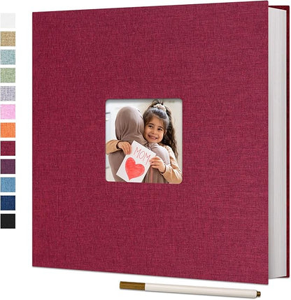 Vienrose Large Photo Album Self Adhesive for 4x6 8x10 10x12 Pictures Linen Scrapbook Album DIY 40 Blank Pages with A Metallic Pen