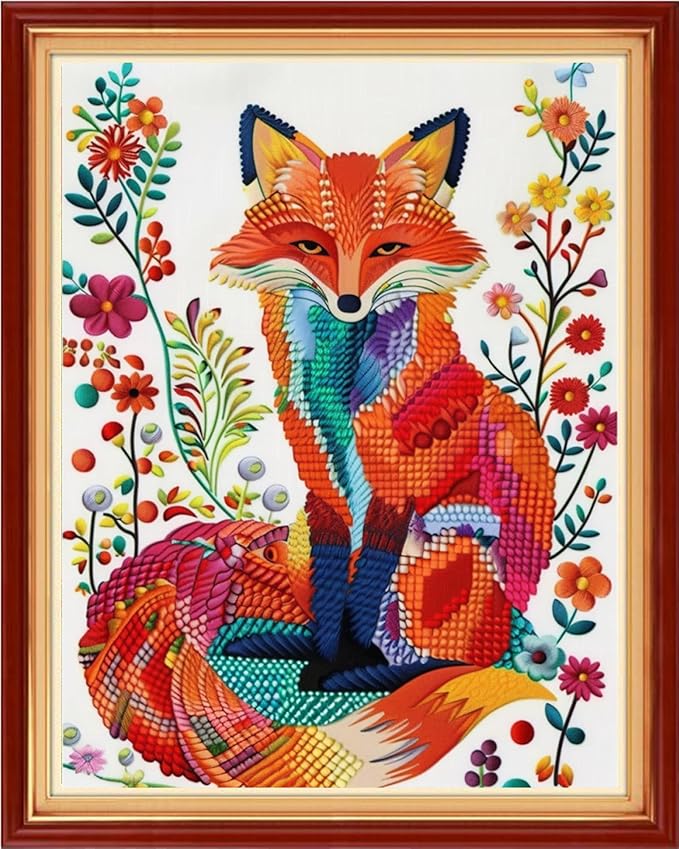 Dimensean Stamped Cross Stitch Kits Full Range of Embroidery Patterns Starter Kits for Beginners Adult DIY Cross Stitches Needlepoint Kits 11CT-Colorful Cat 16x20 inch