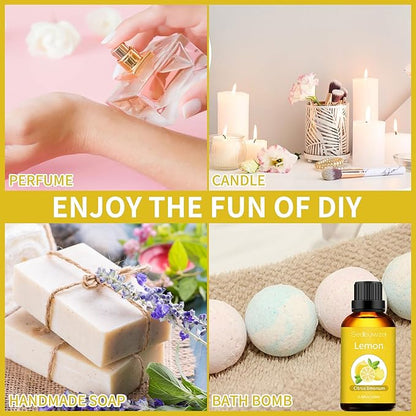 Sedbuwza Lemon Essential Oil 3.38 Fl OZ, 100% Pure Undiluted Lemon Oil for Diffuser, Aromatherapy, Perfumes, Candle, Soap Making