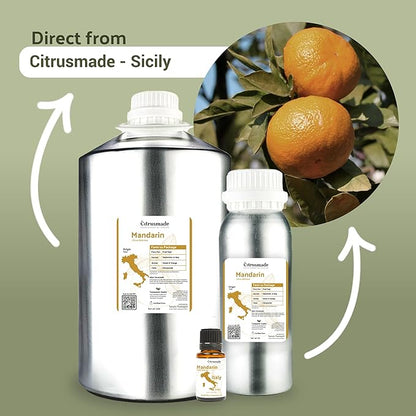 Nature Packaged Pure Mandarin Essential Oils - Direct from Citrusmade Italy for Diffusers, Aromatherapy, Home Fragrance & Bath - Natural Aceite de Mandarina for Massage (22lbs)