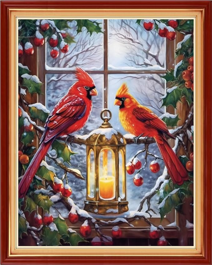 Dimensean Stamped Cross Stitch Kits Full Range of Embroidery Patterns Starter Kits for Beginners Adult DIY Cross Stitches Needlepoint Kits 11CT-Window sill Parrot 16x20 inch