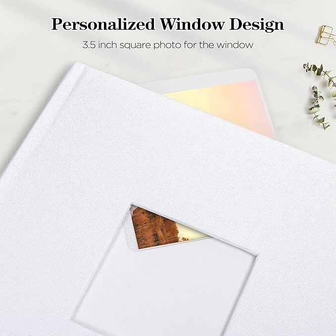 Mublalbum Photo Album 4x6 300 Photos Linen Cover with Memo Areas Photobook Pictures Book for Wedding Family Baby and Vacation (White)