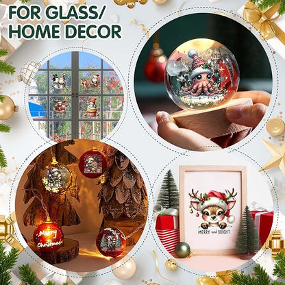 24 Sheets Vintage Christmas Rub On Transfers for Crafts, Rub On Transfers Christmas for Wood，Furniture Decals, Glass, Porcelain, Leather, Canvas, Fabric Projects,3 * 3inch(Animal Party)