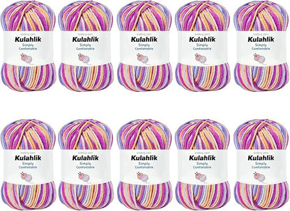 500g(10x50g) Acrylic Yarn for Crocheting and Knitting, Colorful Gradient Yarn Thread, 10 Rolls Skeins, Multicolor Hilo Acrílico, Perfect for DIY Crafts Project