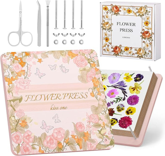 Flower Press Kit – 11"x11" Large Wooden Plant Press for DIY Pressed Flowers & Bouquet Preservation | Scrapbooking & DIY Crafts | Craft Kit for Adults & Teens | Ideal Gift for Nature & Art Lovers