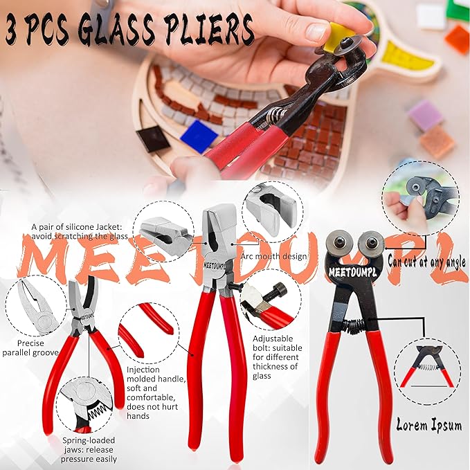 MEETDUMPL Stained Glass Kit，Stained Glass Kits for Adults，Glass Grinder，Stained Glass Grinder，5/8" + 1" Diamond Grinder Bit,100W Soldering Iron Kit,Glass Cutter Tool Kit（Patent has been registered）(7)