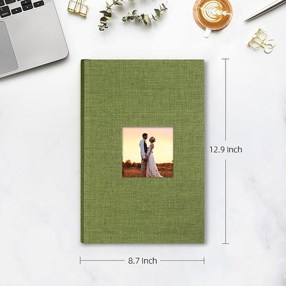 Mublalbum Photo Album 4x6 300 Photos Linen Cover with Memo Areas Photobook Pictures Book for Wedding Family Baby and Vacation (Green)