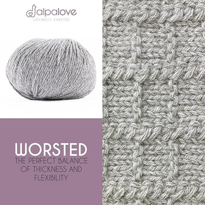Worsted Set (6 x 1.75 oz) Super Soft Baby Alpaca Knitting Yarn Light Gray 656 Yards