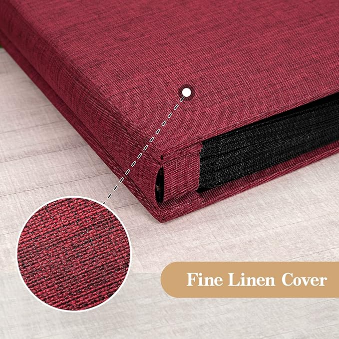 potricher Linen Hardcover Photo Album 4x6 1000 Photos Large Capacity for Family Wedding Anniversary Baby Vacation (Red, 1000 Pockets)