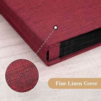 potricher Linen Hardcover Photo Album 4x6 600 Photos Large Capacity for Family Wedding Anniversary Baby Vacation (Red, 600 Pockets)