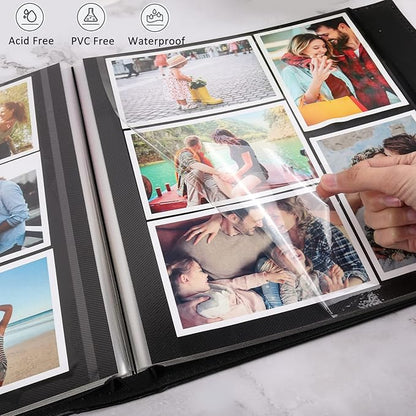 RECUTMS Photo Album Self Adhesive 60 Pages Magnetic Scrapbook Album with Black Inner Sticky Page for Family Wedding Baby Anniversary Can Hold 3x5 4x6 5x7 6x8 8x10 Picture Book