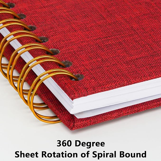 Yopih Linen Covered Scrapbook Photo Album, 12x12 Inches with Hardcover Kraft White Pages - Ideal for Travel, Wedding, Guest Book, Christmas, Baby Shower (40 Sheets/80 Pages)