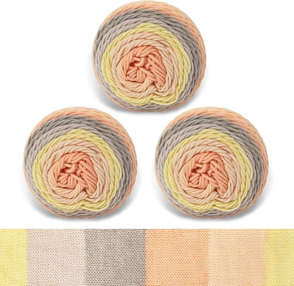 Franel Cotton Acrylic Yarn-45% Cotton 55% Acrylic, 3 Skeins of 100g Each, Gradient-Light Gray Orange Yellow, Perfect for Crocheting Knitting Scarves Shawls Blankets Gradient Variegated Yarn