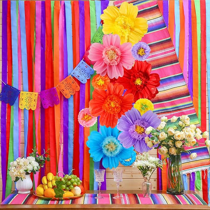Crowye 12 Pcs Large Colorful Tissue Paper Flowers Decorations 20 Giant Fiesta Craft Crepe Paper Flowers for Wall Decor Backdrop Mexican Wedding Birthday Carnival Party (Cute Color)