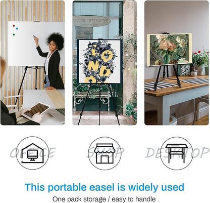 RRFTOK Artist Easel Stand,Metal Tripod Adjustable Easel for Painting Canvases Height from 21" to 66" with Reinforced Triangle,Carry Bag for Table-Top/Floor Drawing and Didplaying(3pack).