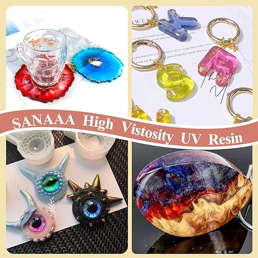 SANAAA UV Resin Clear Hard Type 200g,High Viscosity Transparent Ultraviolet Cure Resin for Jewelry Making,Keychain Making,Crafts Decor,Coating